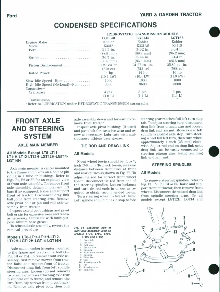 Ford LT75-LT80-LT85-LT100-LT110-LT120-LT8-LT11-LT12-LGT14-LGT125-LGT140-LGT145-LGT165 Lawn Tractor Service & Repair Manual preview page 3
