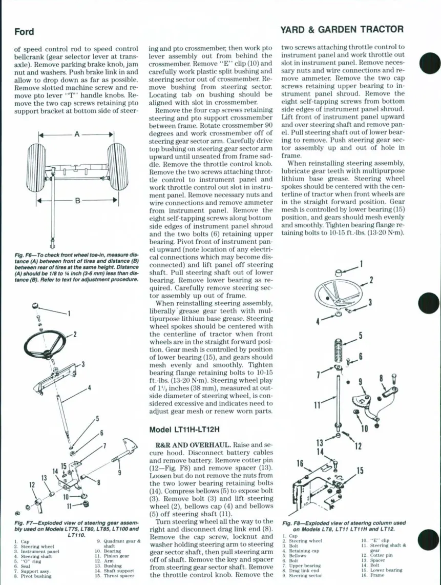 Ford LT75-LT80-LT85-LT100-LT110-LT120-LT8-LT11-LT12-LGT14-LGT125-LGT140-LGT145-LGT165 Lawn Tractor Service & Repair Manual preview page 5