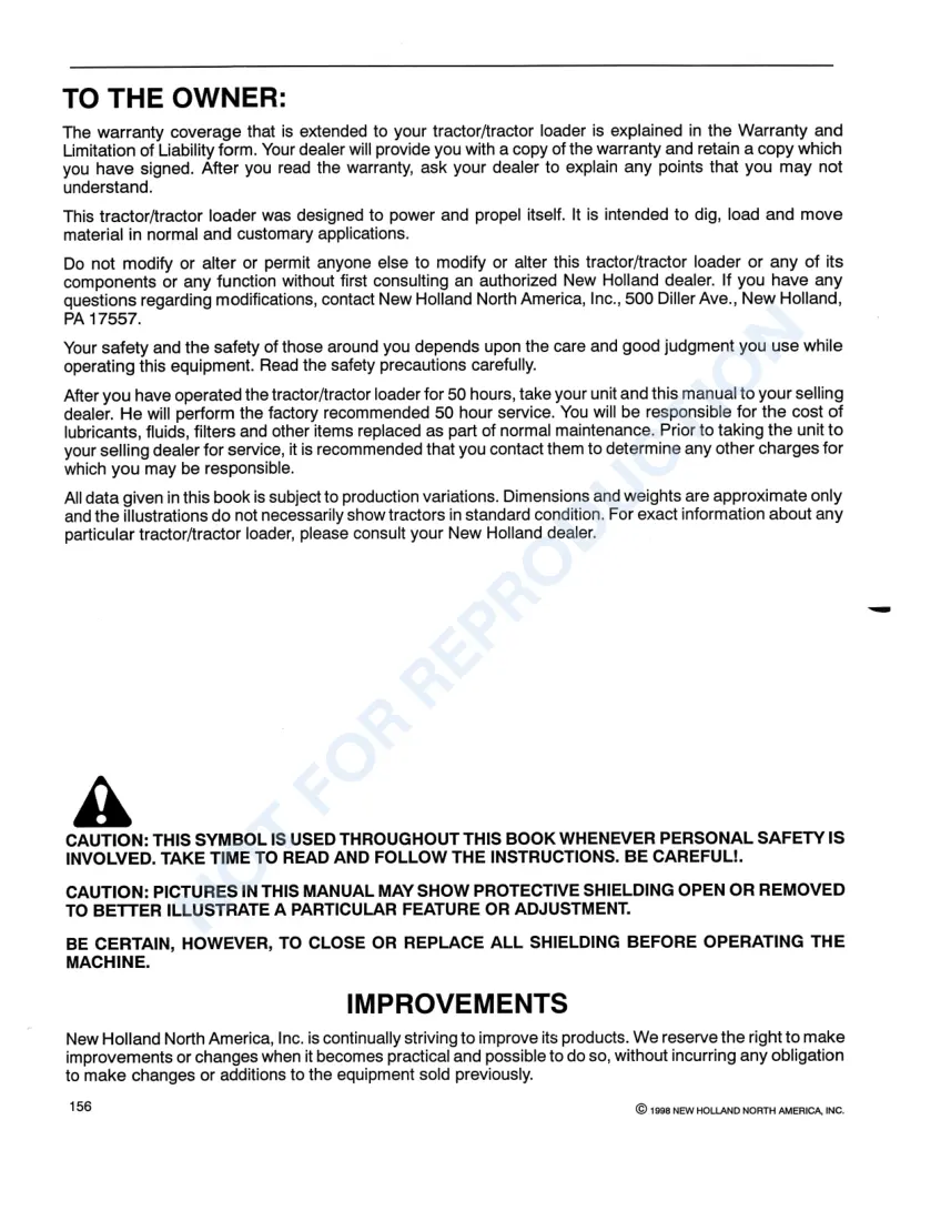 Ford NEW HOLand 345D 445D 545D Tractor Loader Operator's Manual preview page 2