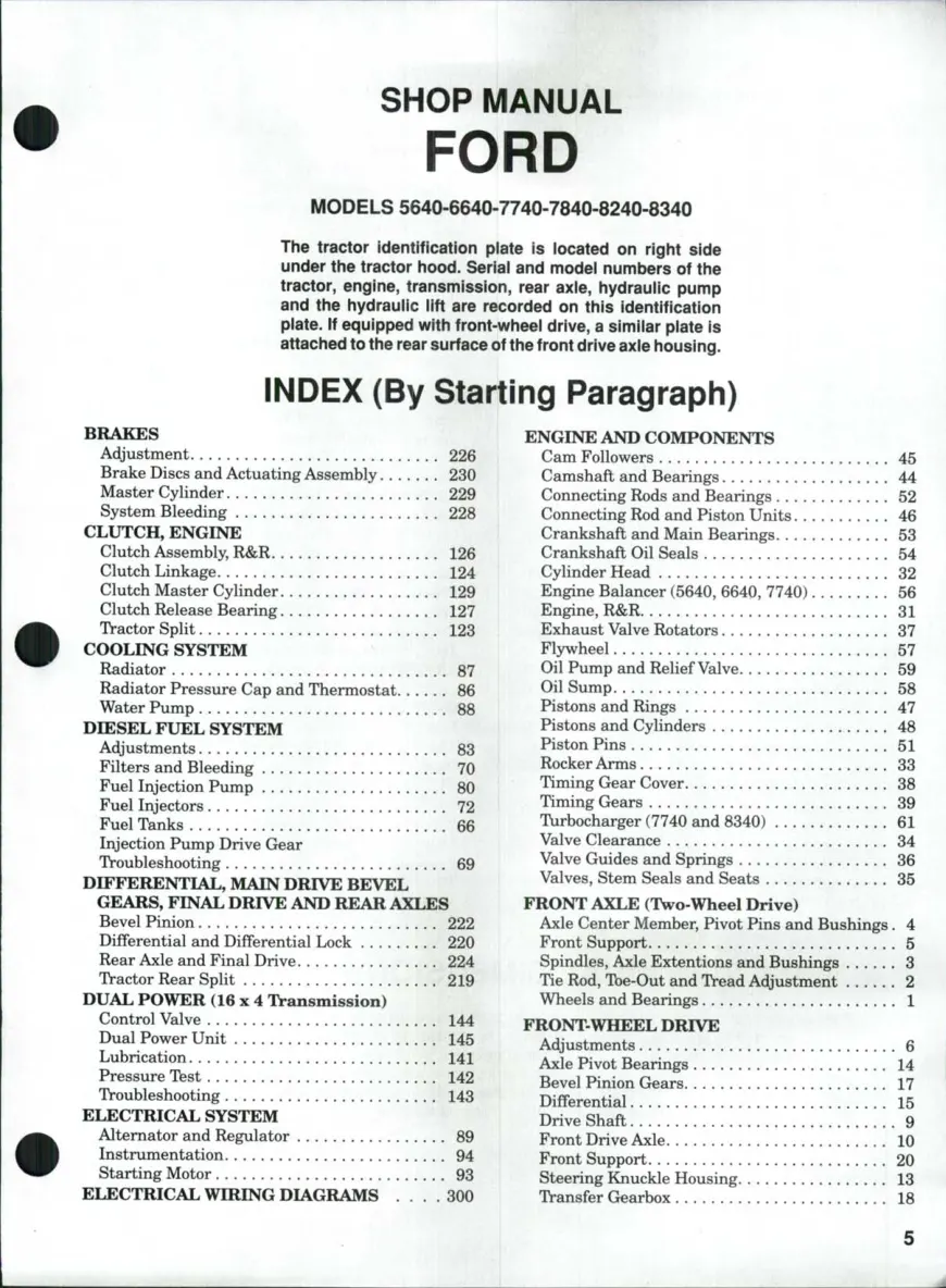 Ford Tractor 5640 6640 7740 7840 8240 8340 Service & Repair Manual preview page 1