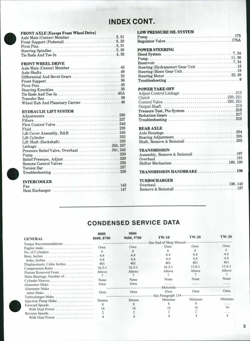 Ford Tw-10 Tw-20 Tw-30 tractor Service & Repair Manual preview page 3