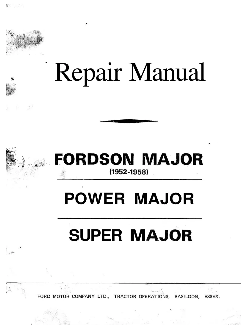 Fordson Major 1952-1958 Tractor Service & Repair Manual preview page 1