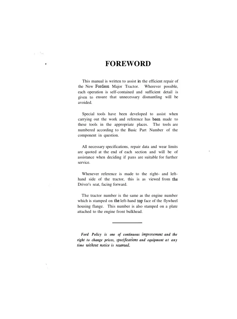 Fordson Major 1952-1958 Tractor Service & Repair Manual preview page 3