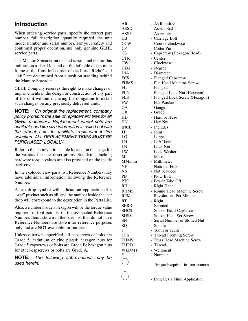 Gehl 1410 Manure Spreader Mechanical & Hydraulic Drive Parts Manual preview page 2