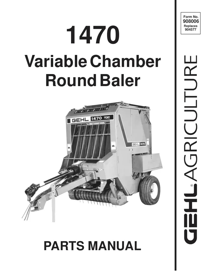 Gehl 1470 Variable Chamber Round Baler Parts Manual preview page 1