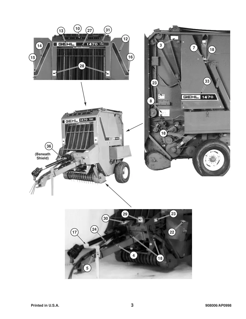 Gehl 1470 Variable Chamber Round Baler Parts Manual preview page 5
