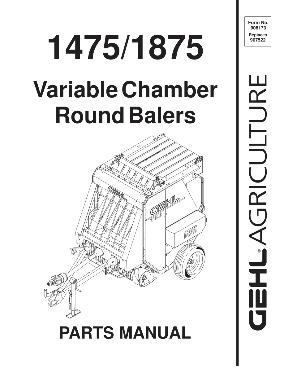 Gehl 1475/1875 Variable Chamber Round Balers Parts Manual preview page 1