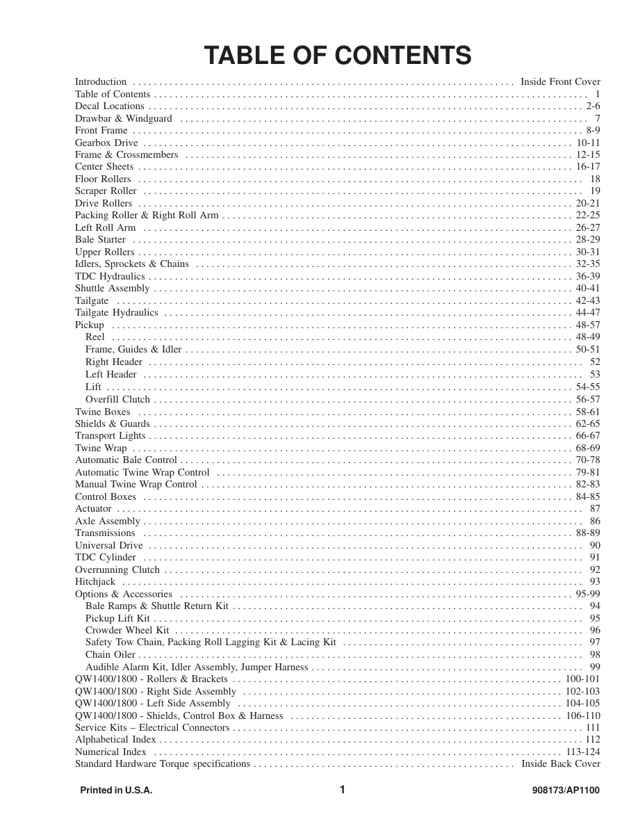 Gehl 1475/1875 Variable Chamber Round Balers Parts Manual preview page 3