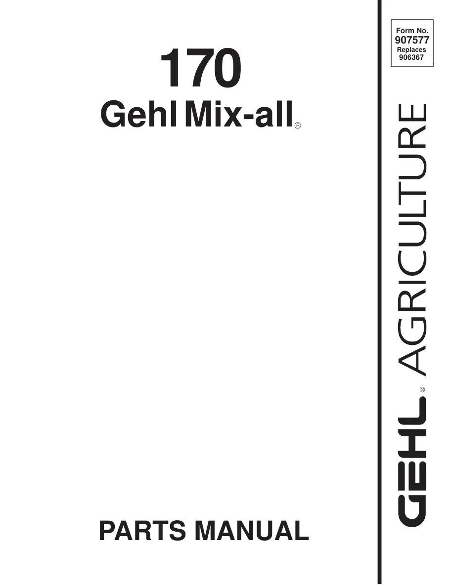 Gehl 170 Mix-all Machine Parts Manual preview page 1