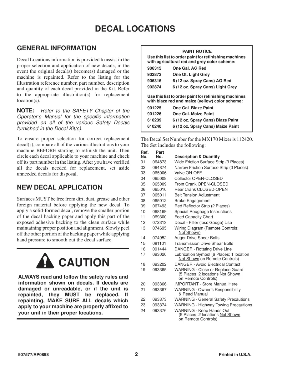 Gehl 170 Mix-all Machine Parts Manual preview page 4