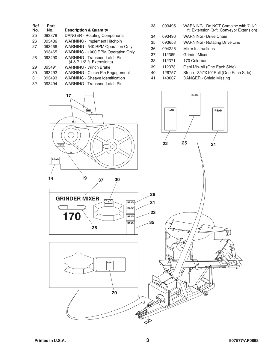 Gehl 170 Mix-all Machine Parts Manual preview page 5