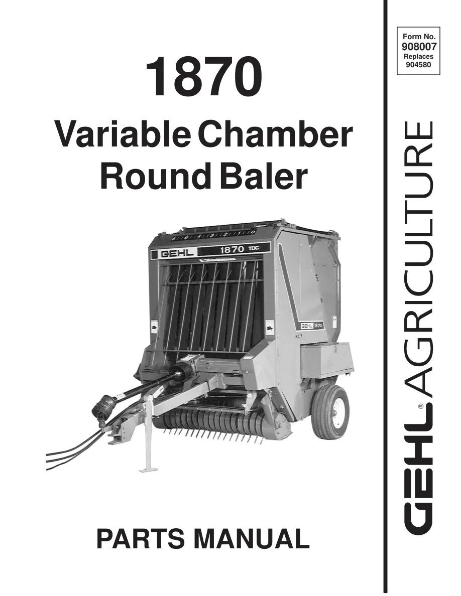 Gehl 1870 Variable Chamber Round Baler Parts Manual preview page 1