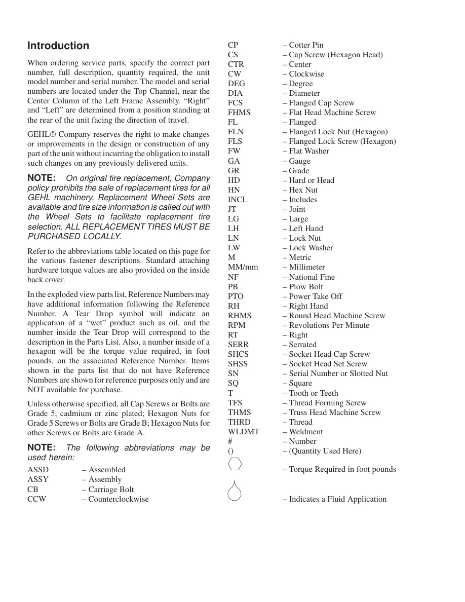 Gehl 1870 Variable Chamber Round Baler Parts Manual preview page 2