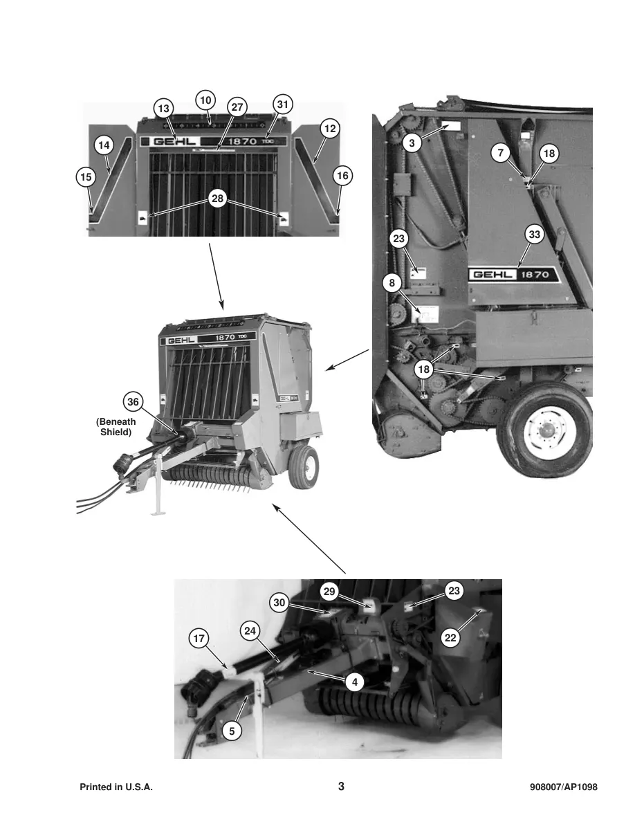 Gehl 1870 Variable Chamber Round Baler Parts Manual preview page 5