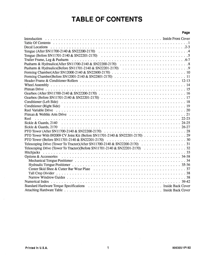 Gehl 2140/2170 Mower Conditioner Parts Manual preview page 3