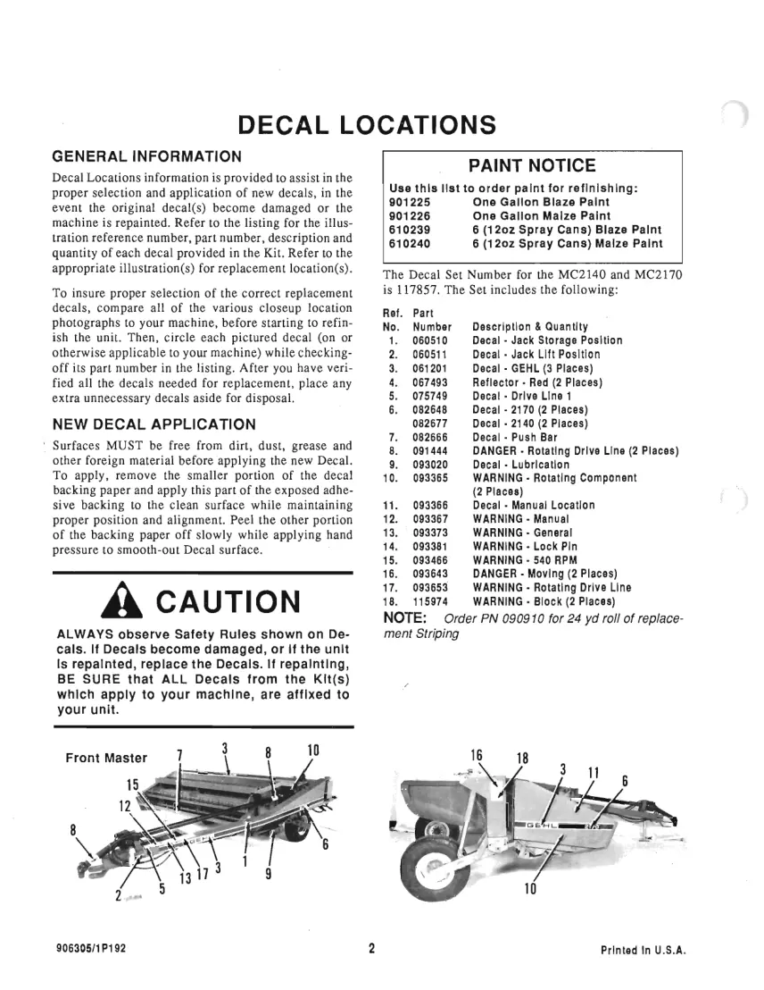 Gehl 2140/2170 Mower Conditioner Parts Manual preview page 4