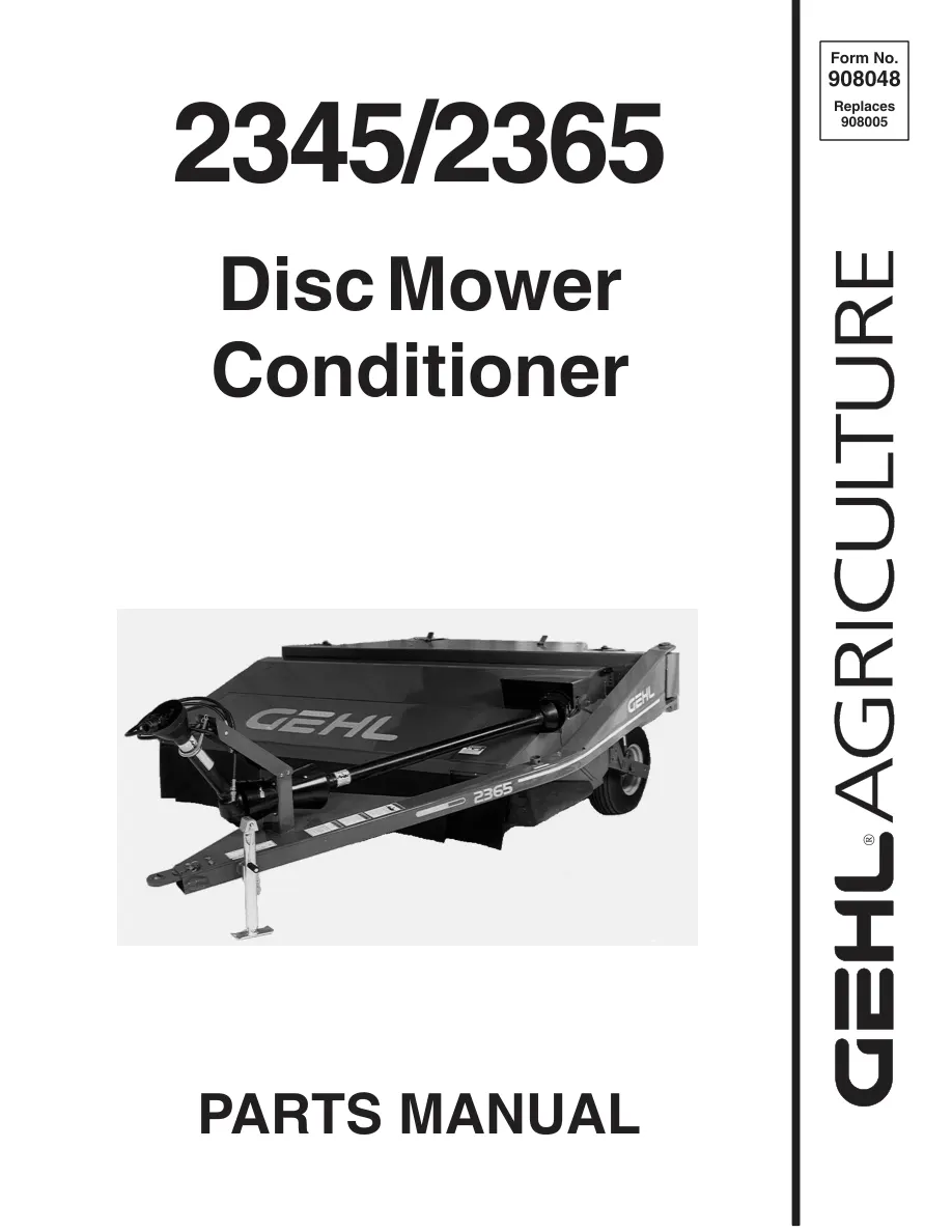 Gehl 2345/2365 Disc Mower Conditioner Parts Manual preview page 1
