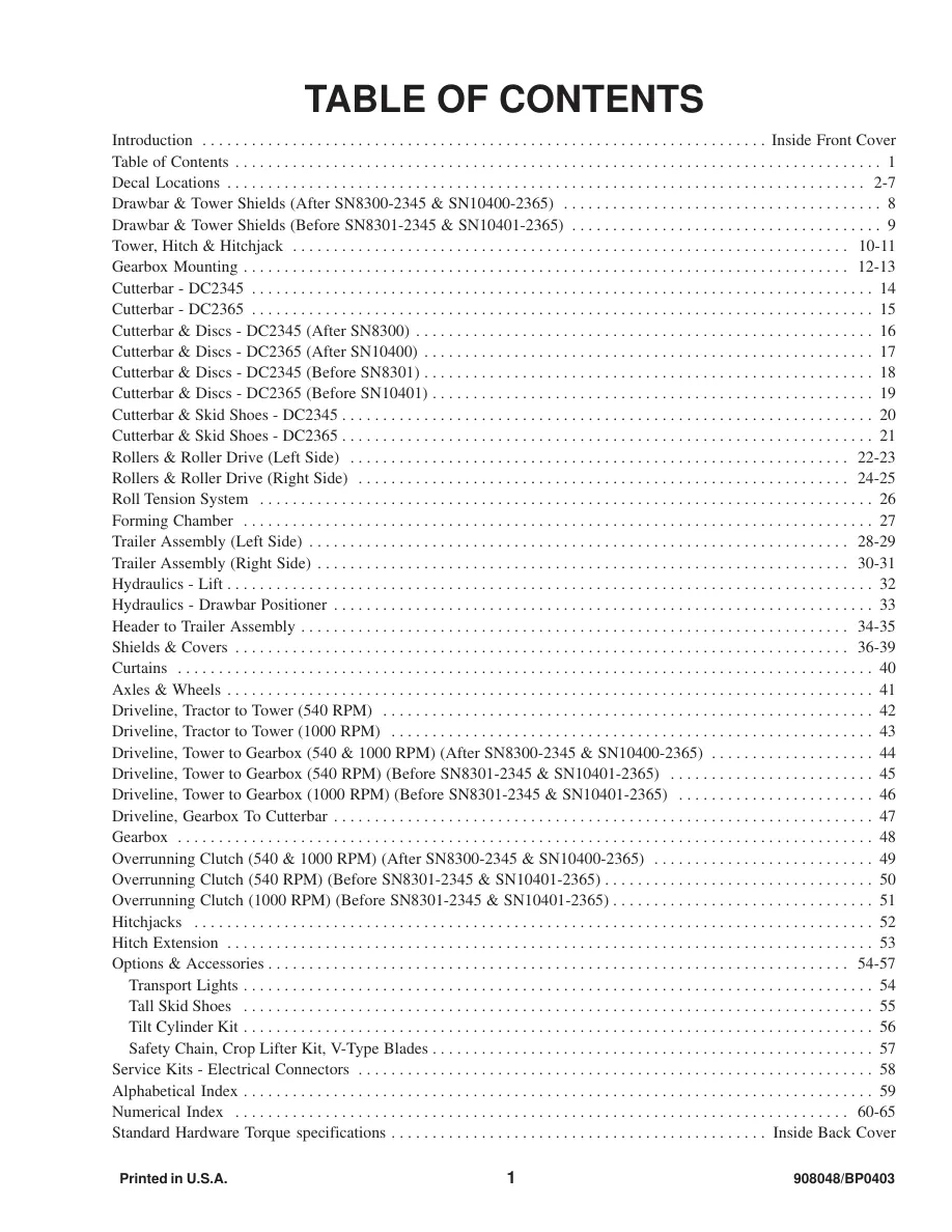 Gehl 2345/2365 Disc Mower Conditioner Parts Manual preview page 3