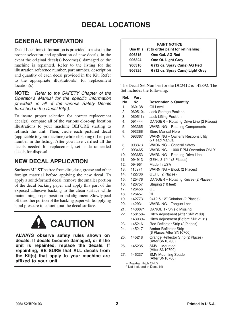 Gehl 2412 Disc Mower Conditioner Parts Manual preview page 4