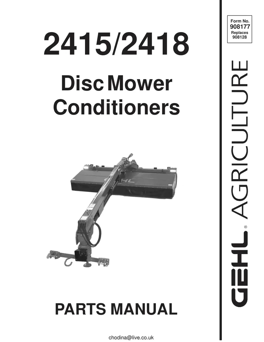 Gehl 2415/2418 Disc Mower Conditioners Parts Manual preview page 1