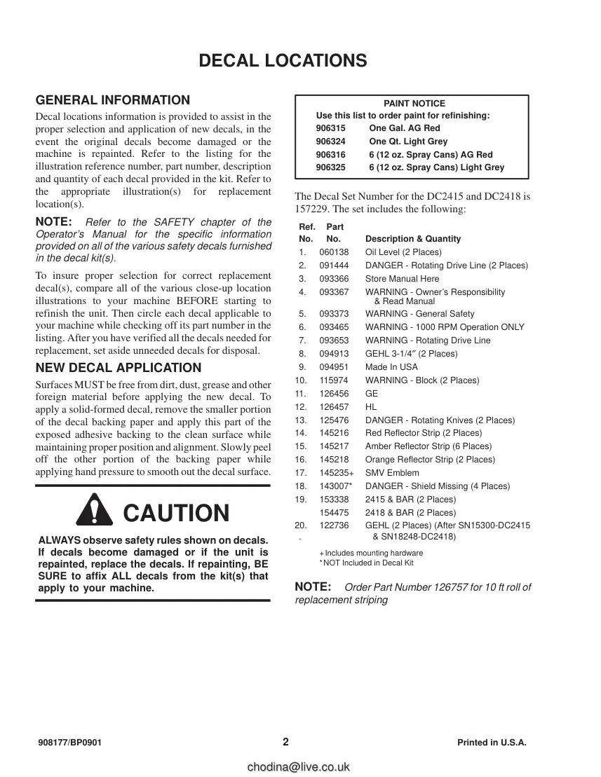 Gehl 2415/2418 Disc Mower Conditioners Parts Manual preview page 4