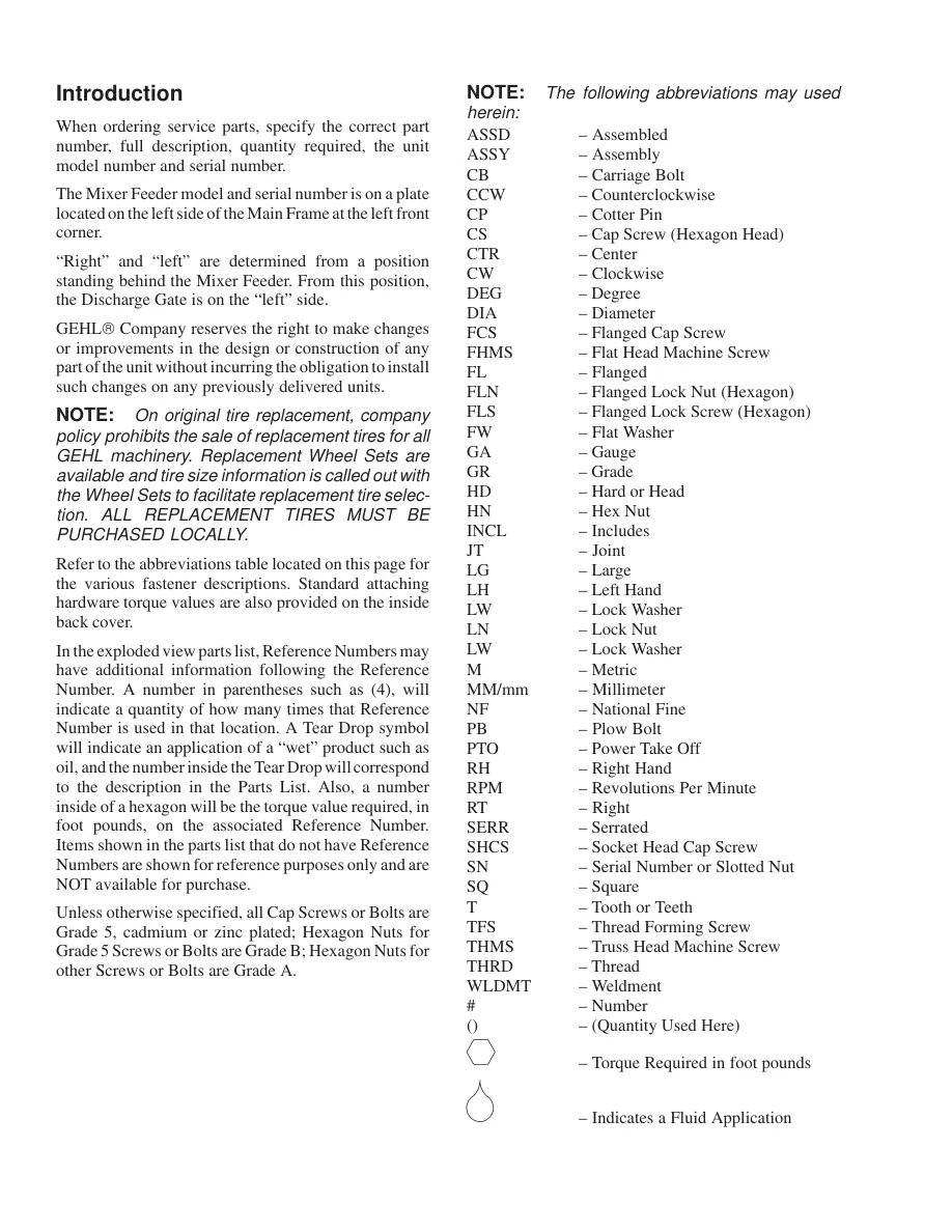 Gehl 7210 Mixer Feeder Machine Parts Manual preview page 2