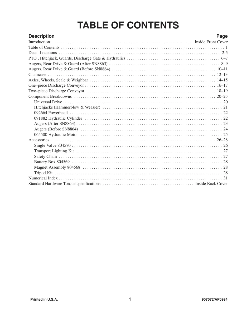 Gehl 7210 Mixer Feeder Machine Parts Manual preview page 3
