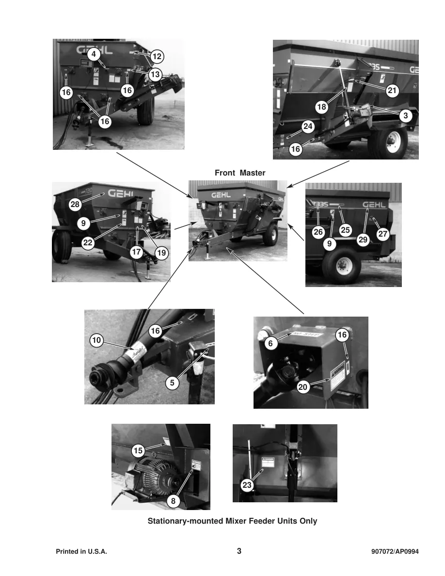 Gehl 7210 Mixer Feeder Machine Parts Manual preview page 5