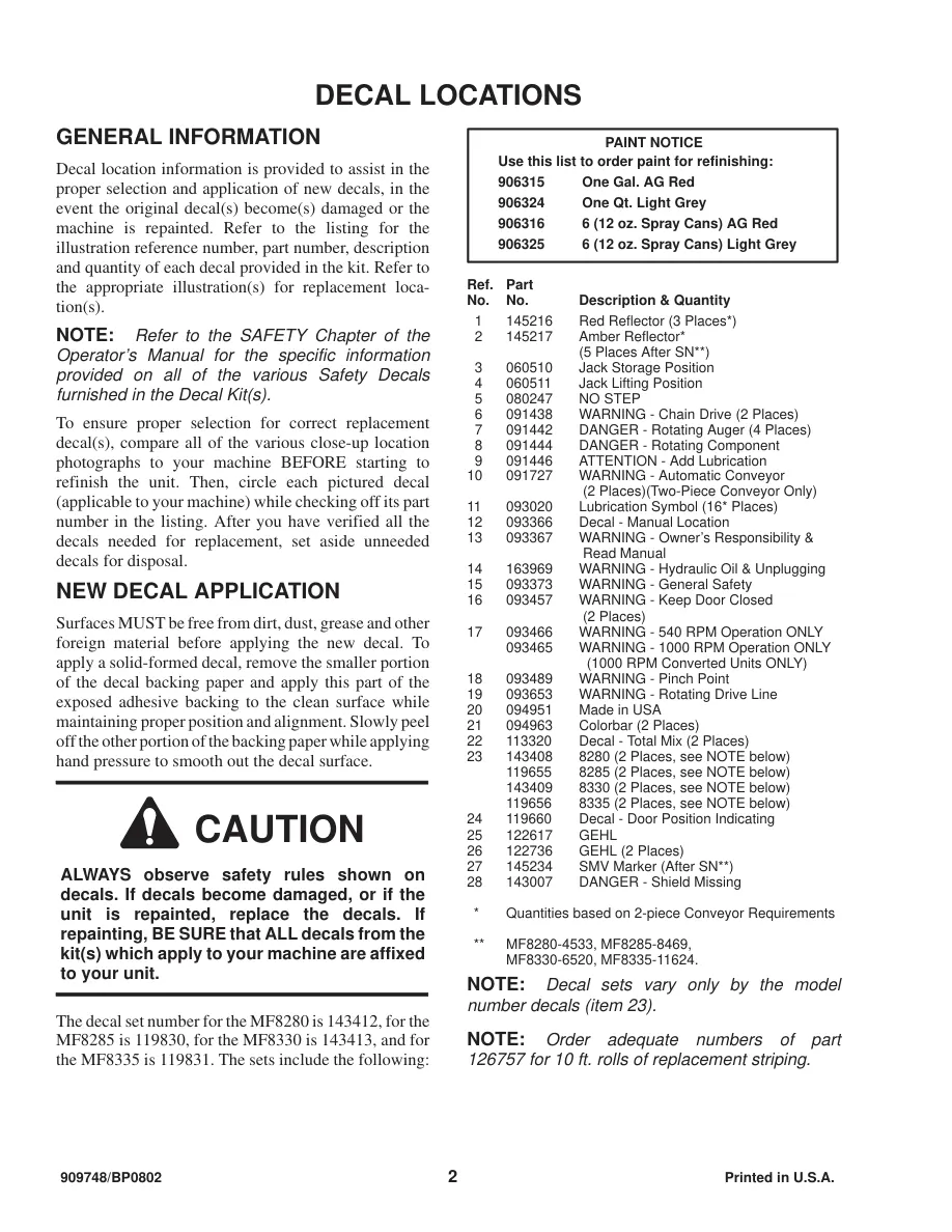 Gehl 8280 8285 8330 8335 Mixer Feeders Machine Parts Manual preview page 4