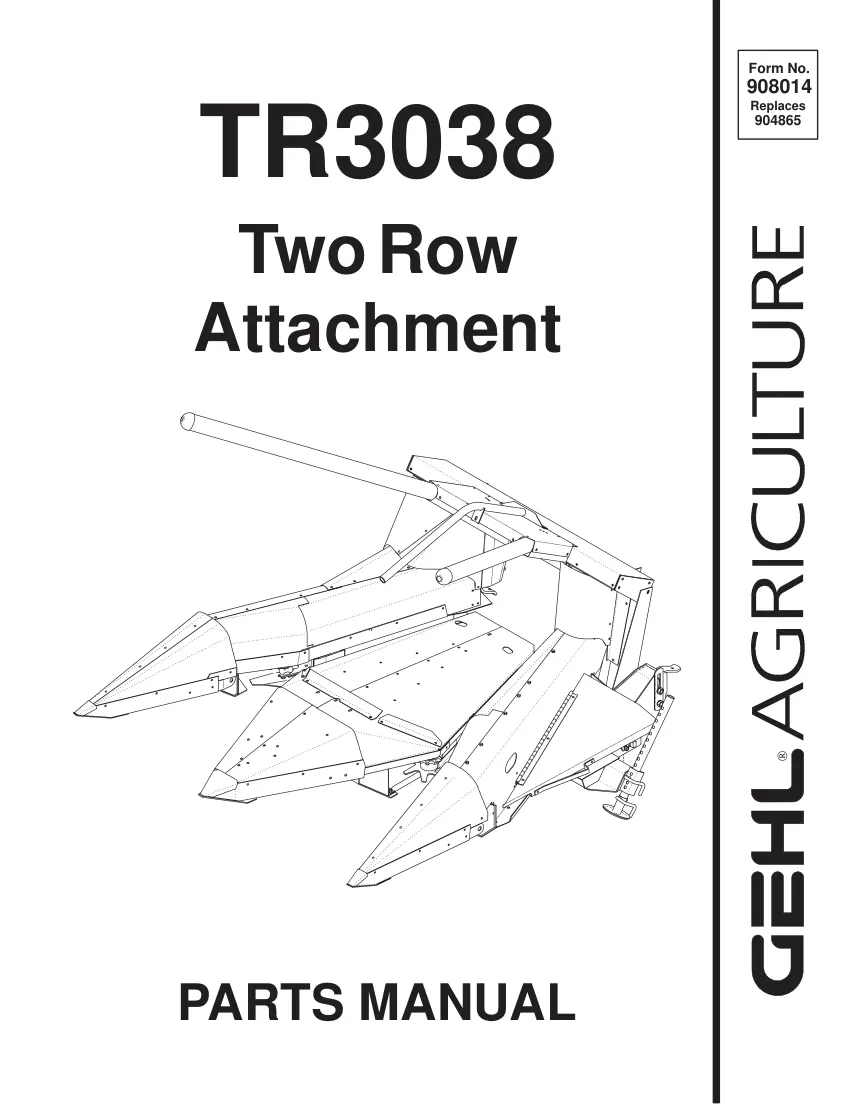 Gehl TR3038 Two Row Attachment Hay Tool Parts Manual preview page 1