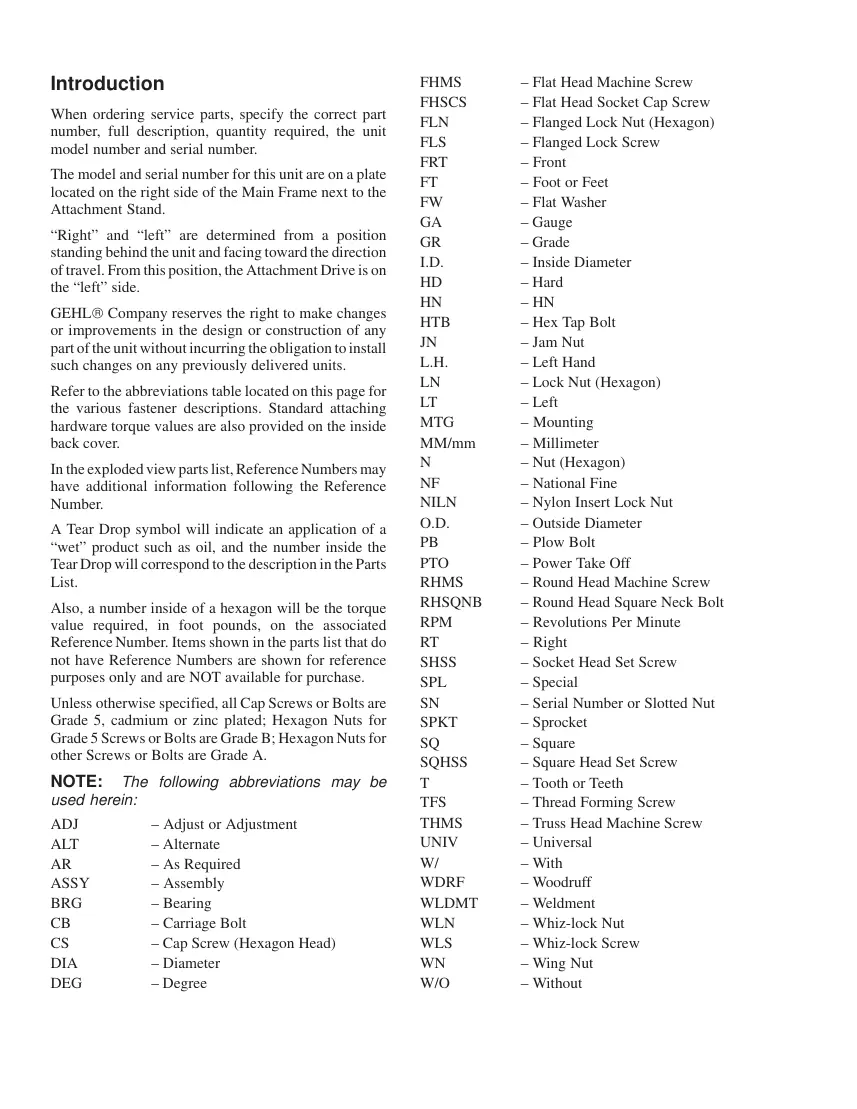 Gehl TR3038 Two Row Attachment Hay Tool Parts Manual preview page 2