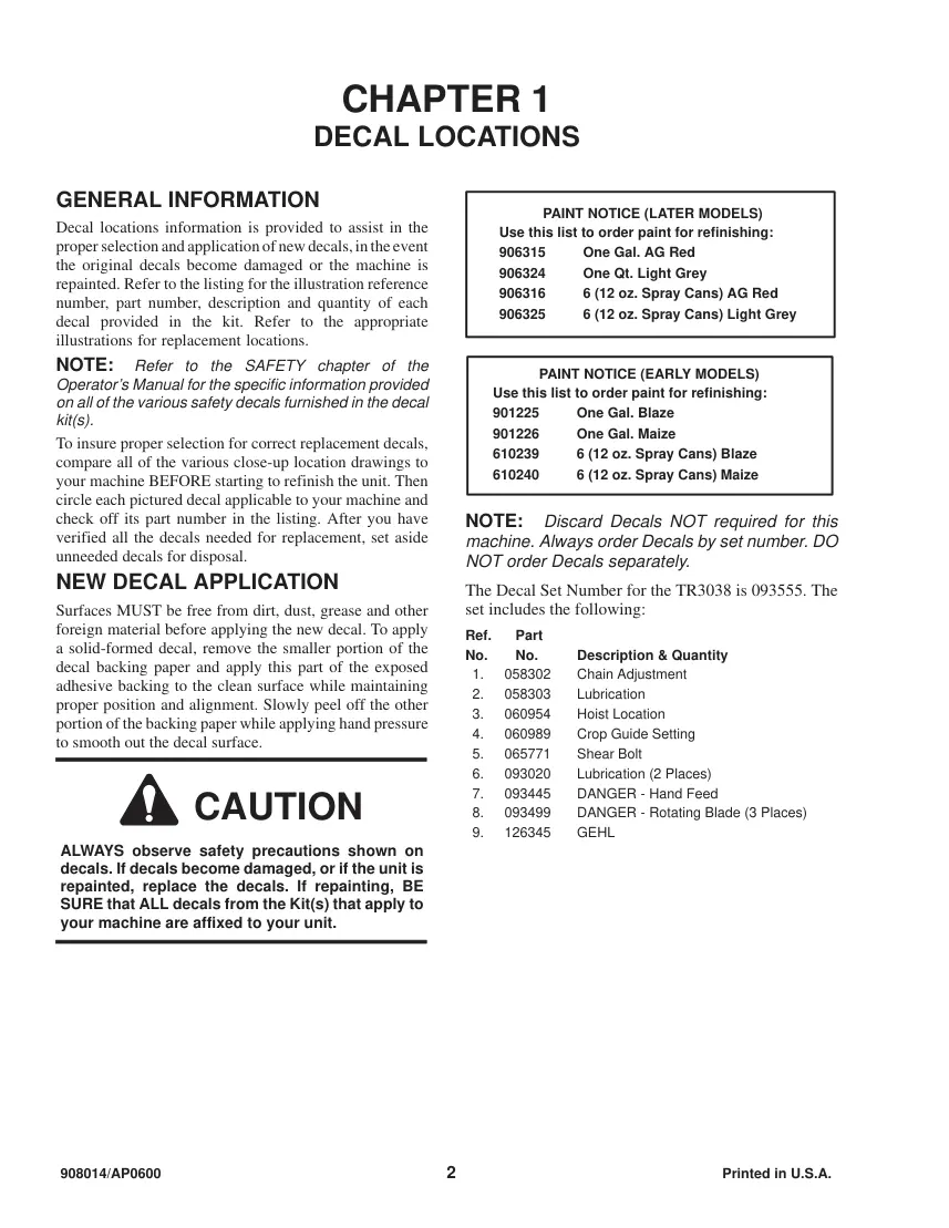 Gehl TR3038 Two Row Attachment Hay Tool Parts Manual preview page 4