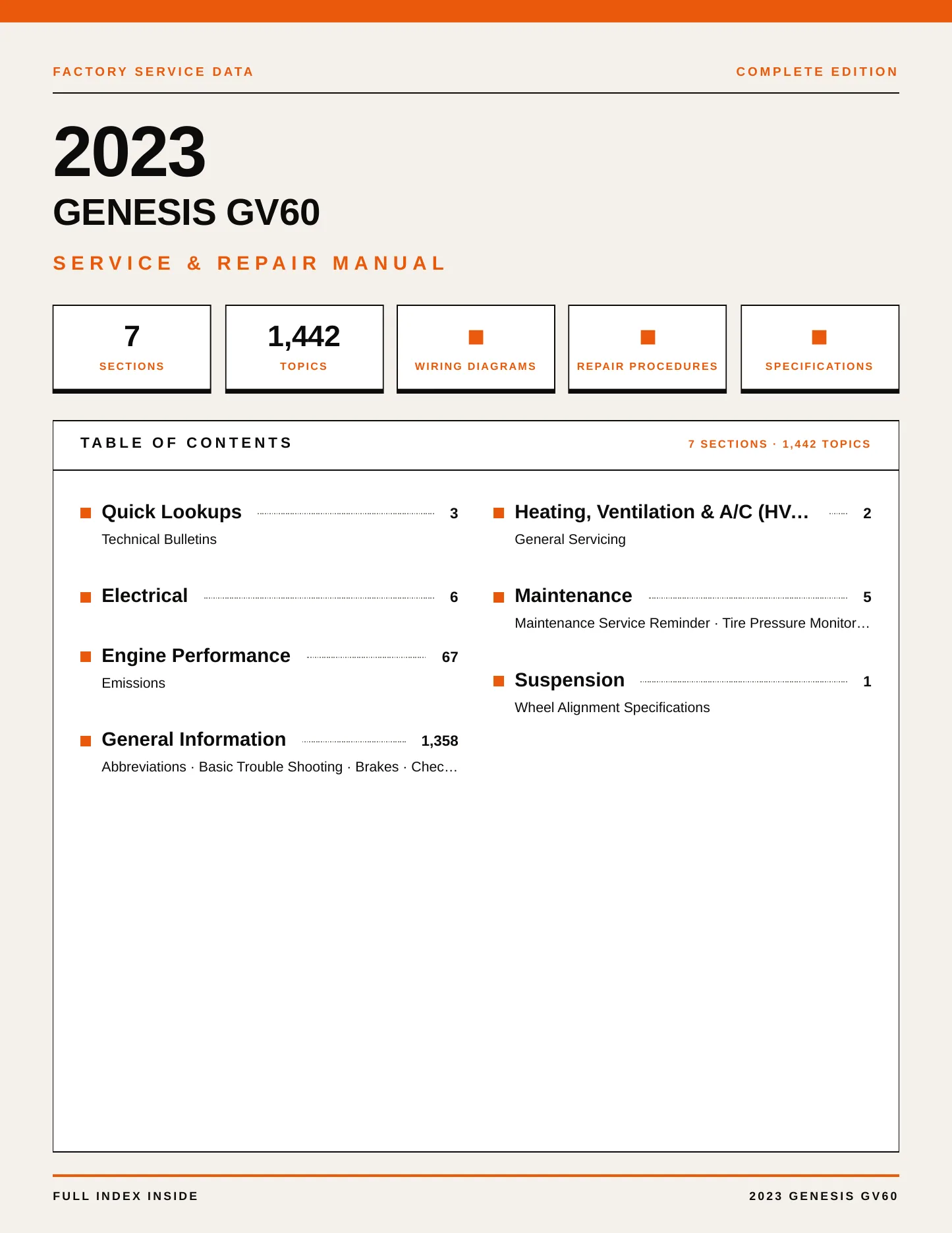 2023 Genesis GV60 Service and Repair Manual preview page 1