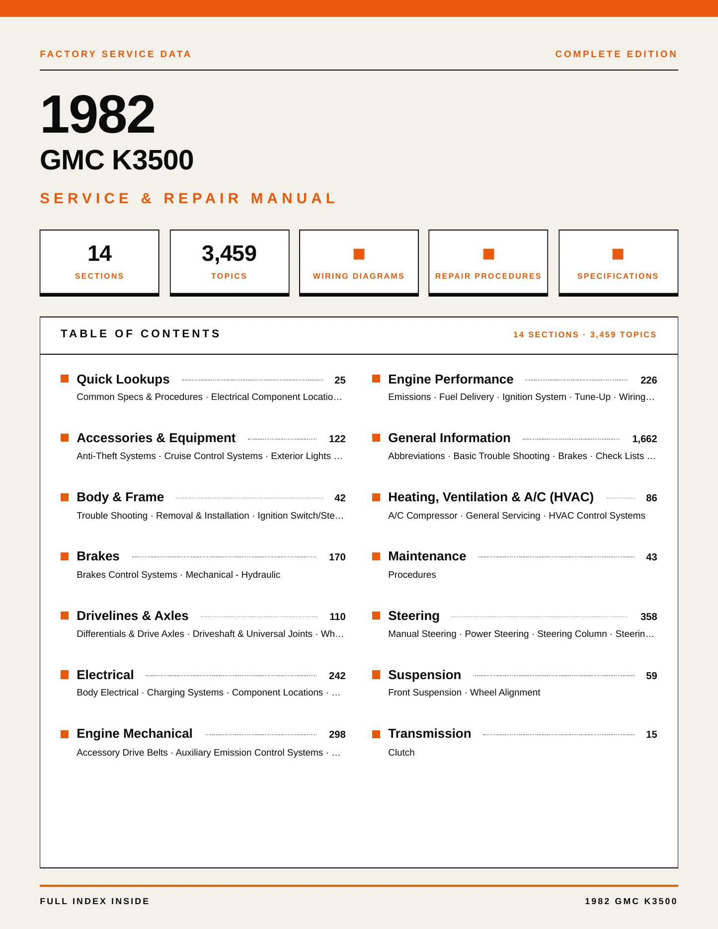 1982 GMC K3500 service manual page 1
