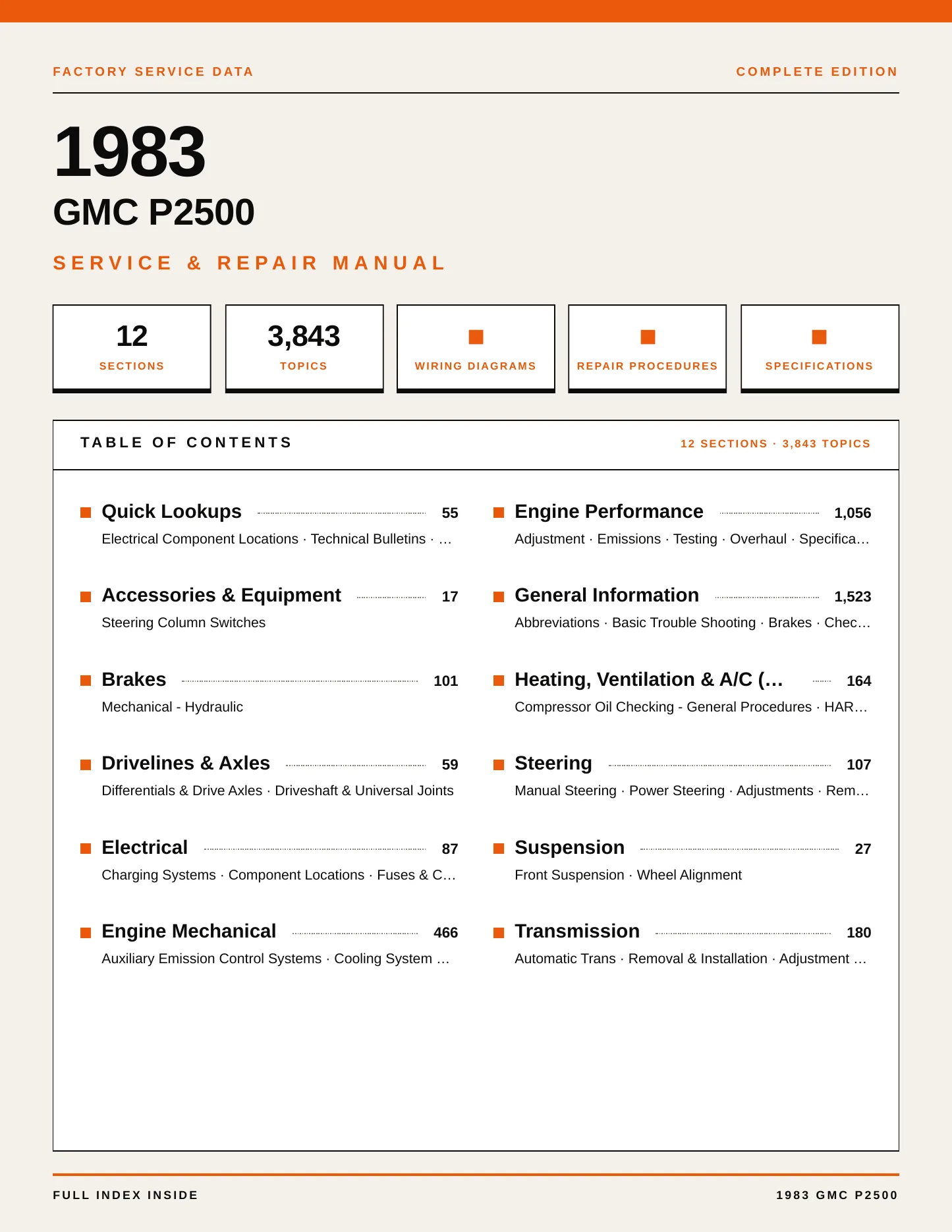 1983 GMC P2500 Service and Repair Manual preview page 1