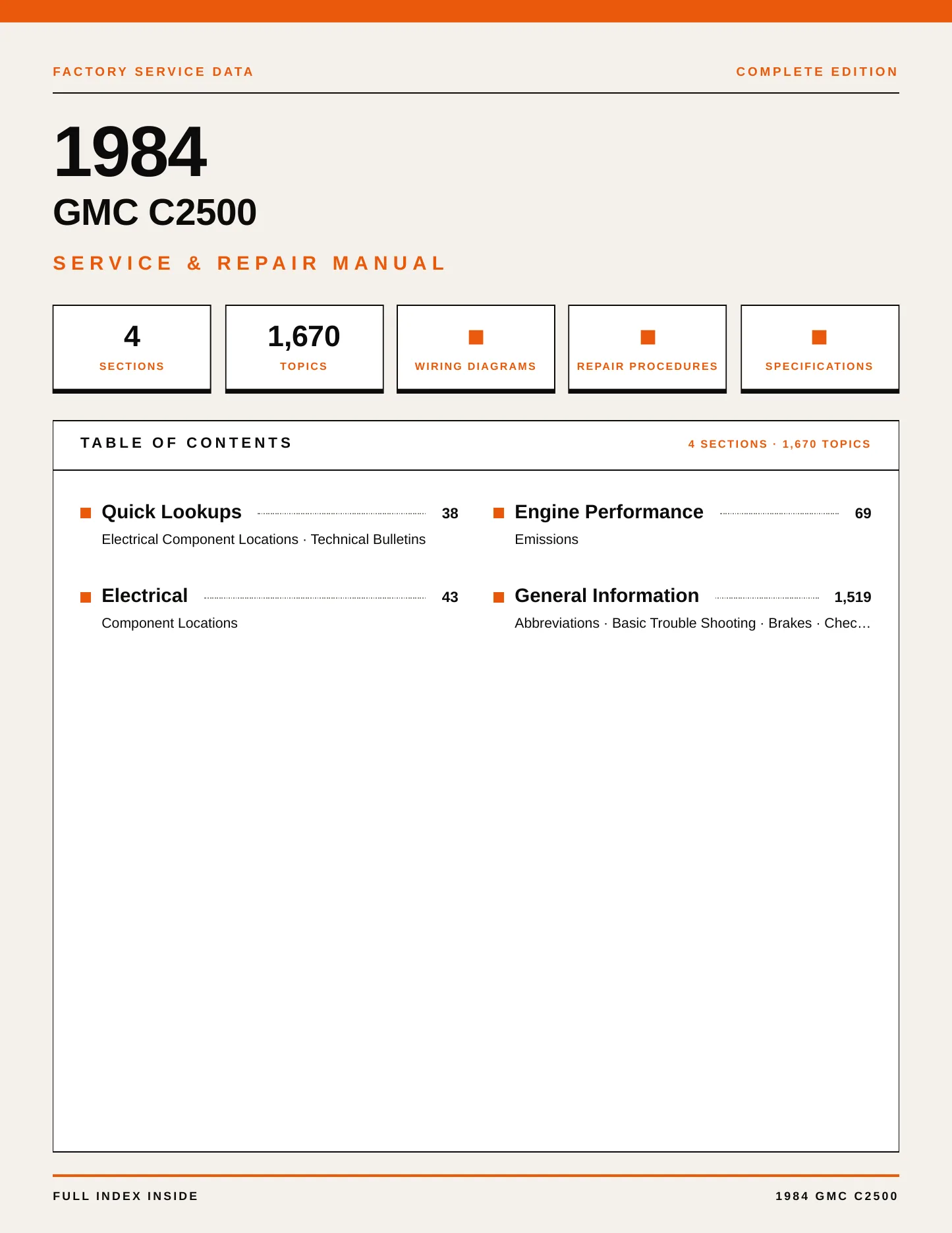 1984 GMC C2500 Service and Repair Manual preview page 1