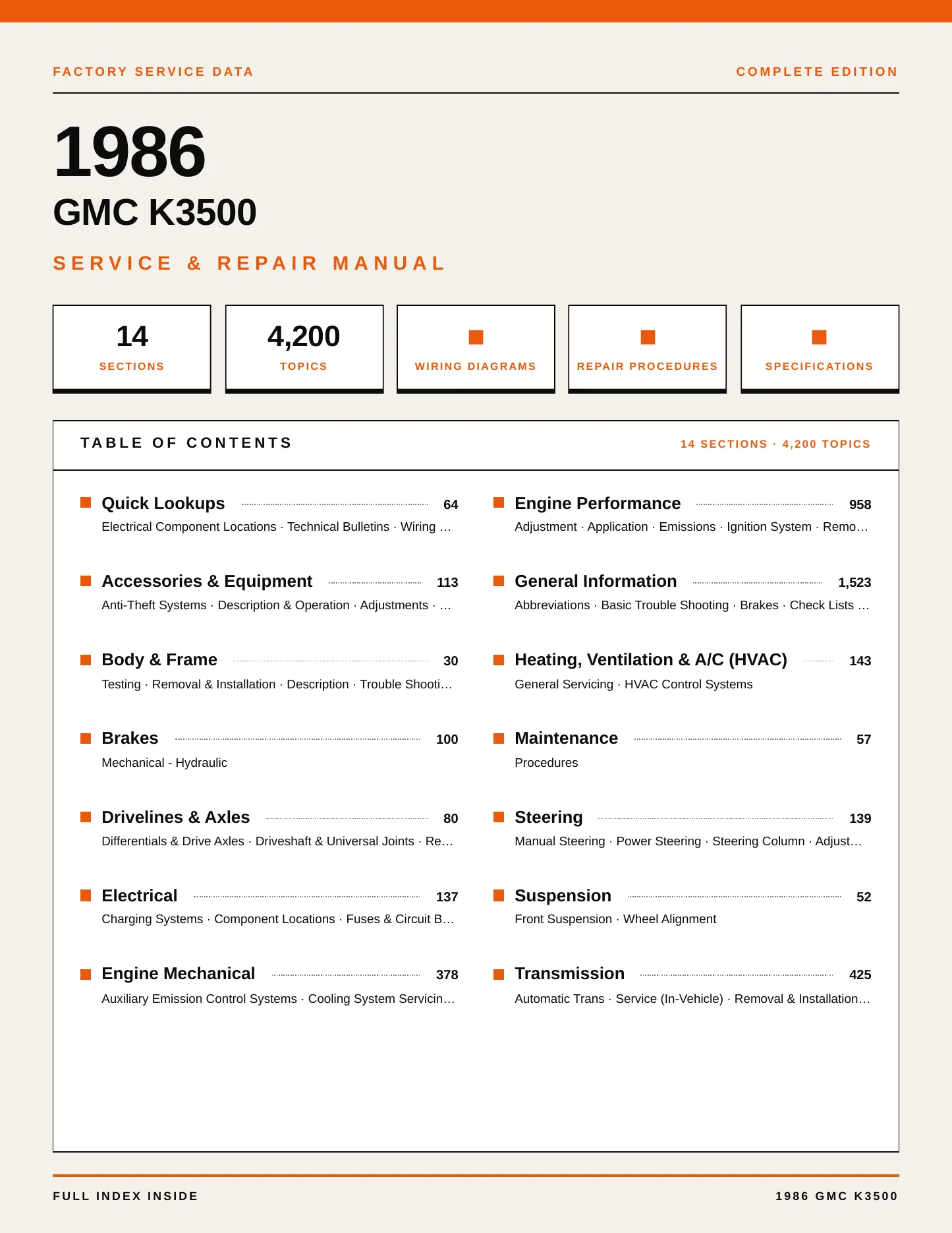 1986 GMC K3500 service manual page 1