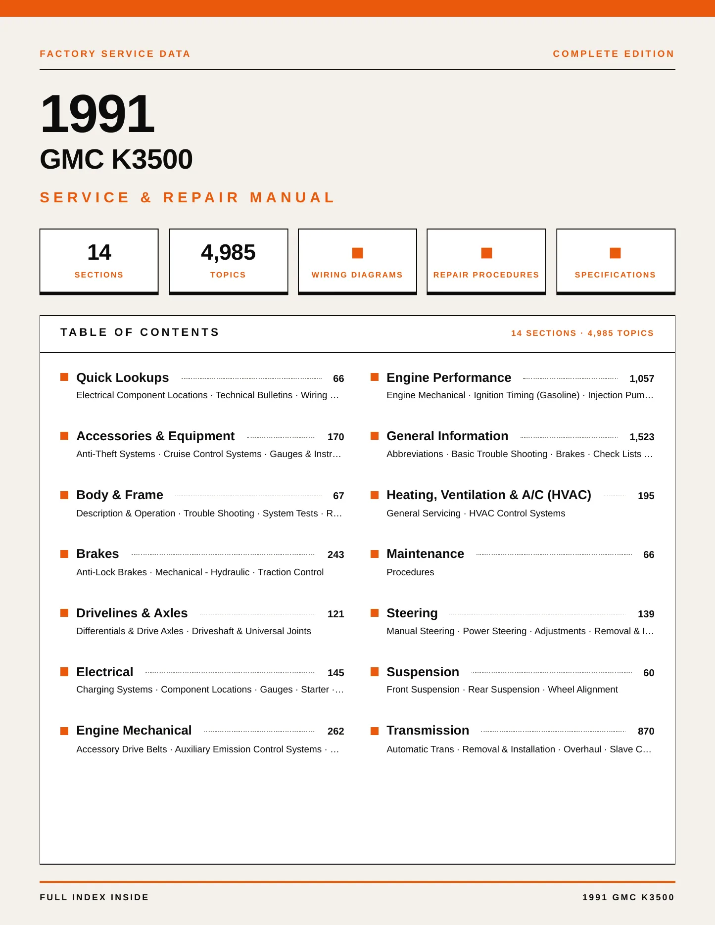 1991 GMC K3500 service manual page 1