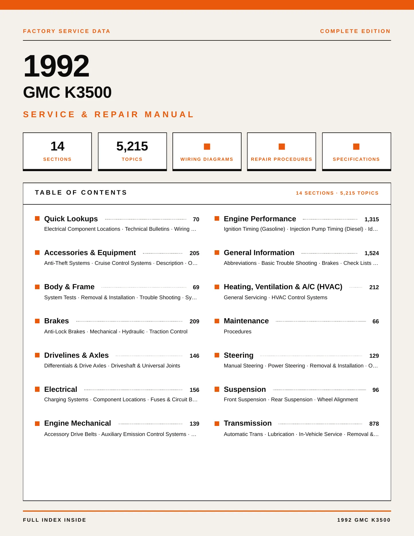 1992 GMC K3500 service manual page 1