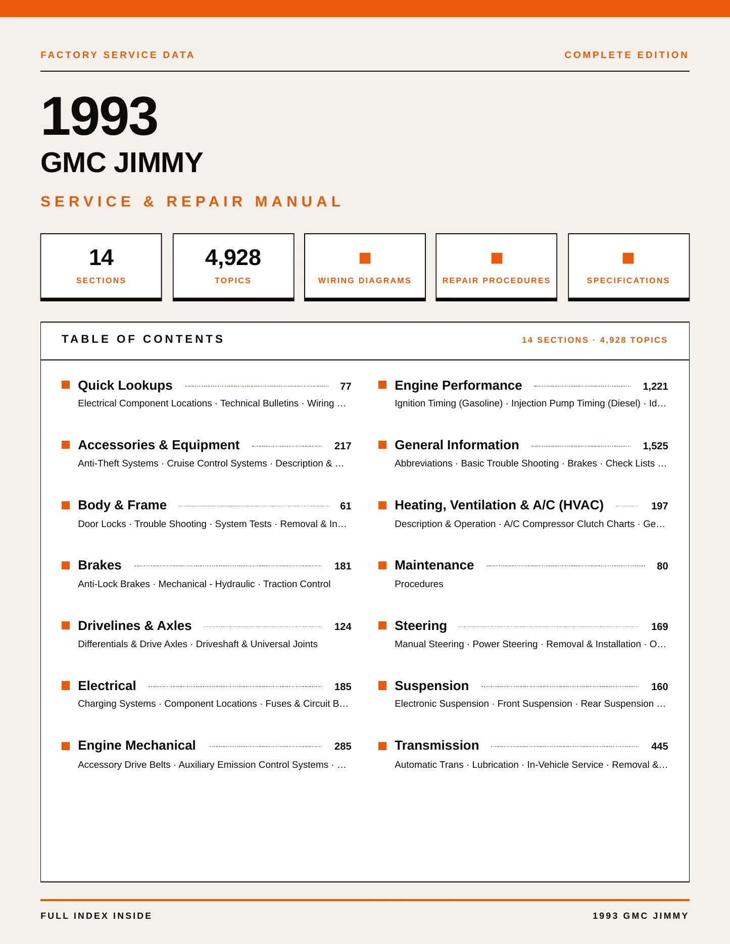 1993 GMC Jimmy service manual page 1