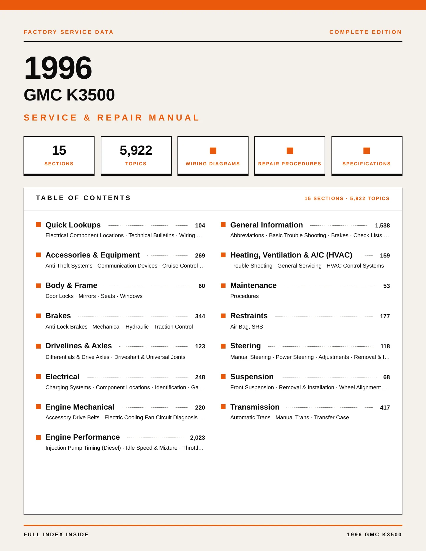 1996 GMC K3500 service manual page 1