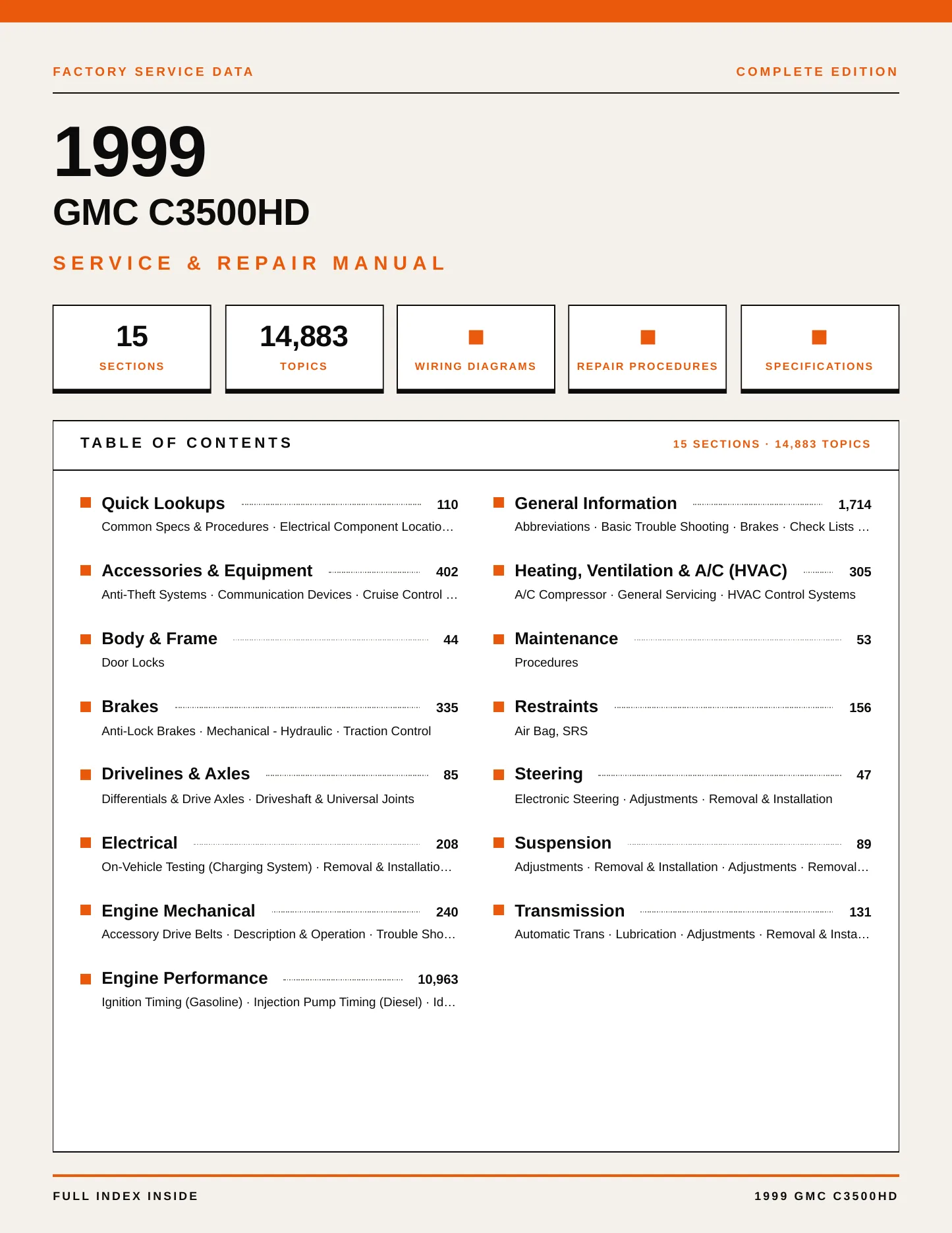 1999 GMC C3500HD Service and Repair Manual preview page 1