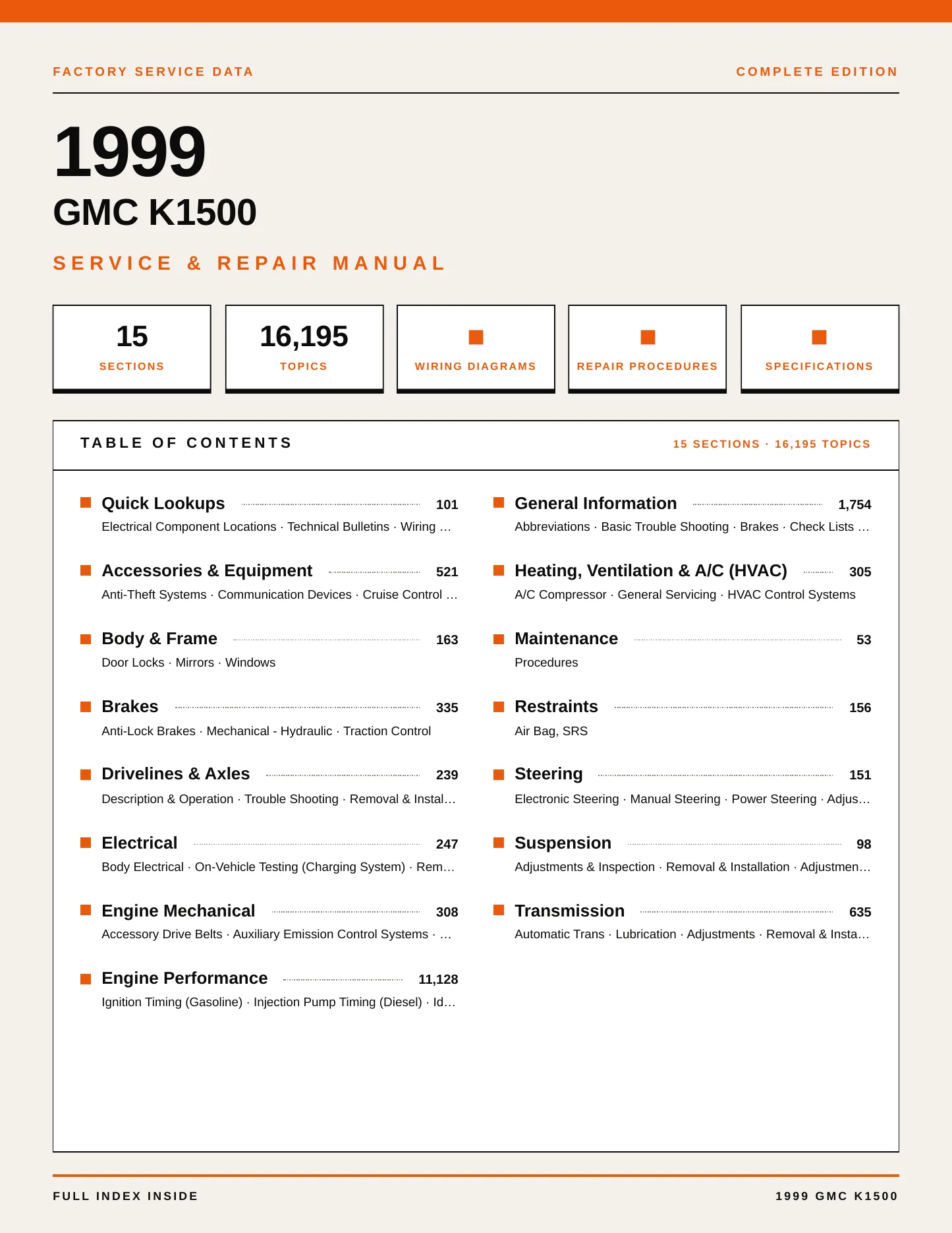 1999 GMC K1500 service manual page 1