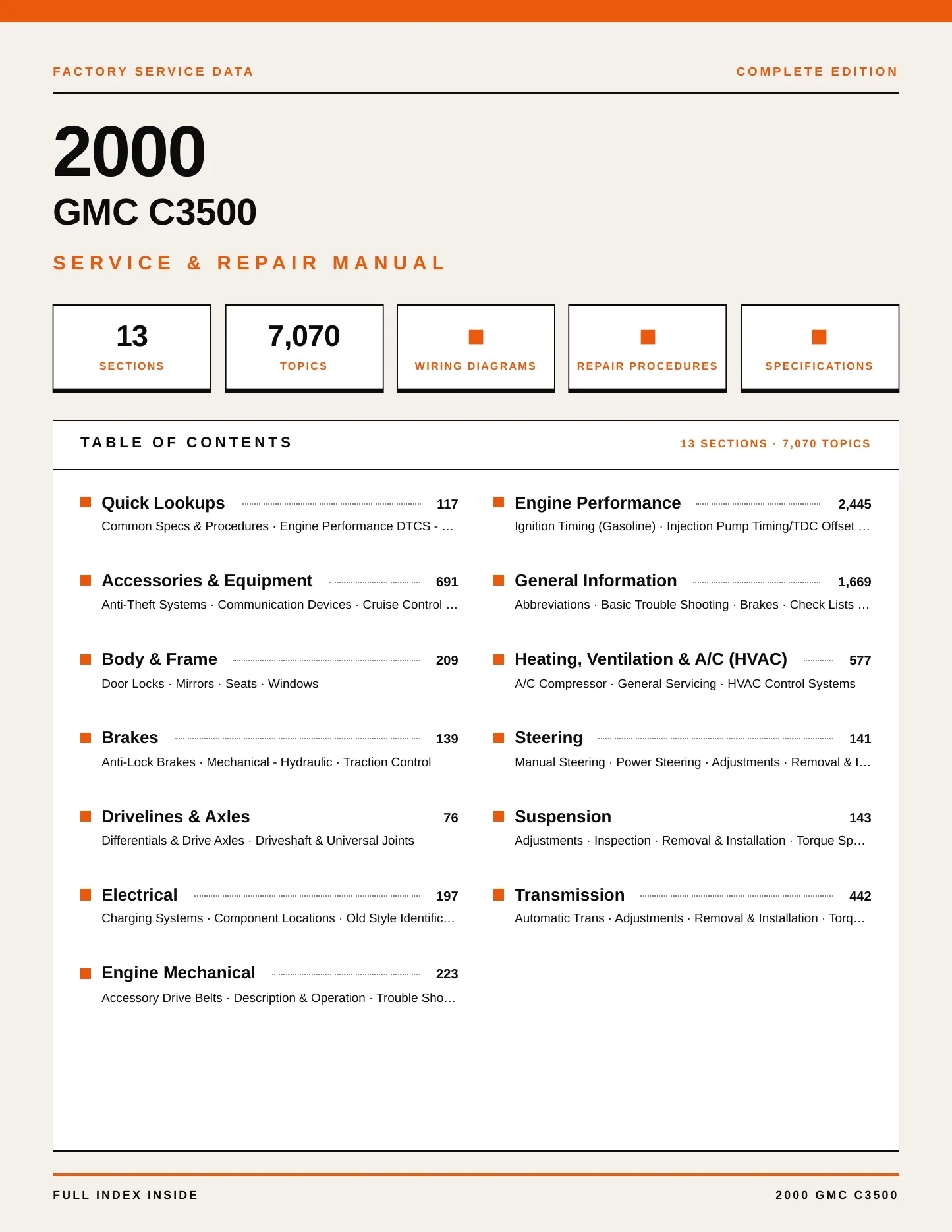 2000 GMC C3500 Service and Repair Manual preview page 1