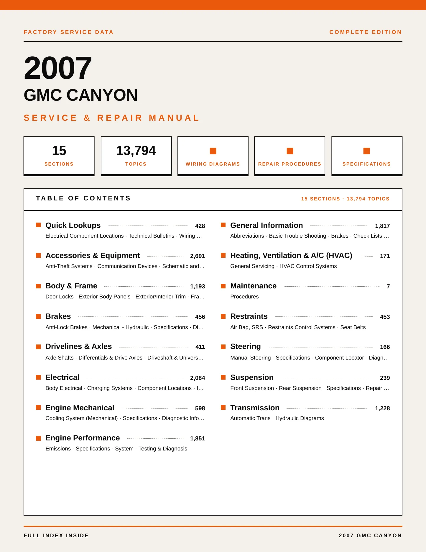 2007 GMC Canyon service manual page 1