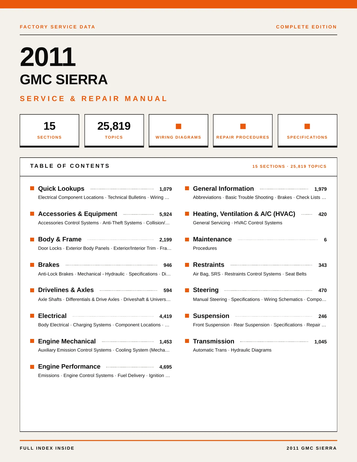 2011 GMC Sierra service manual page 1