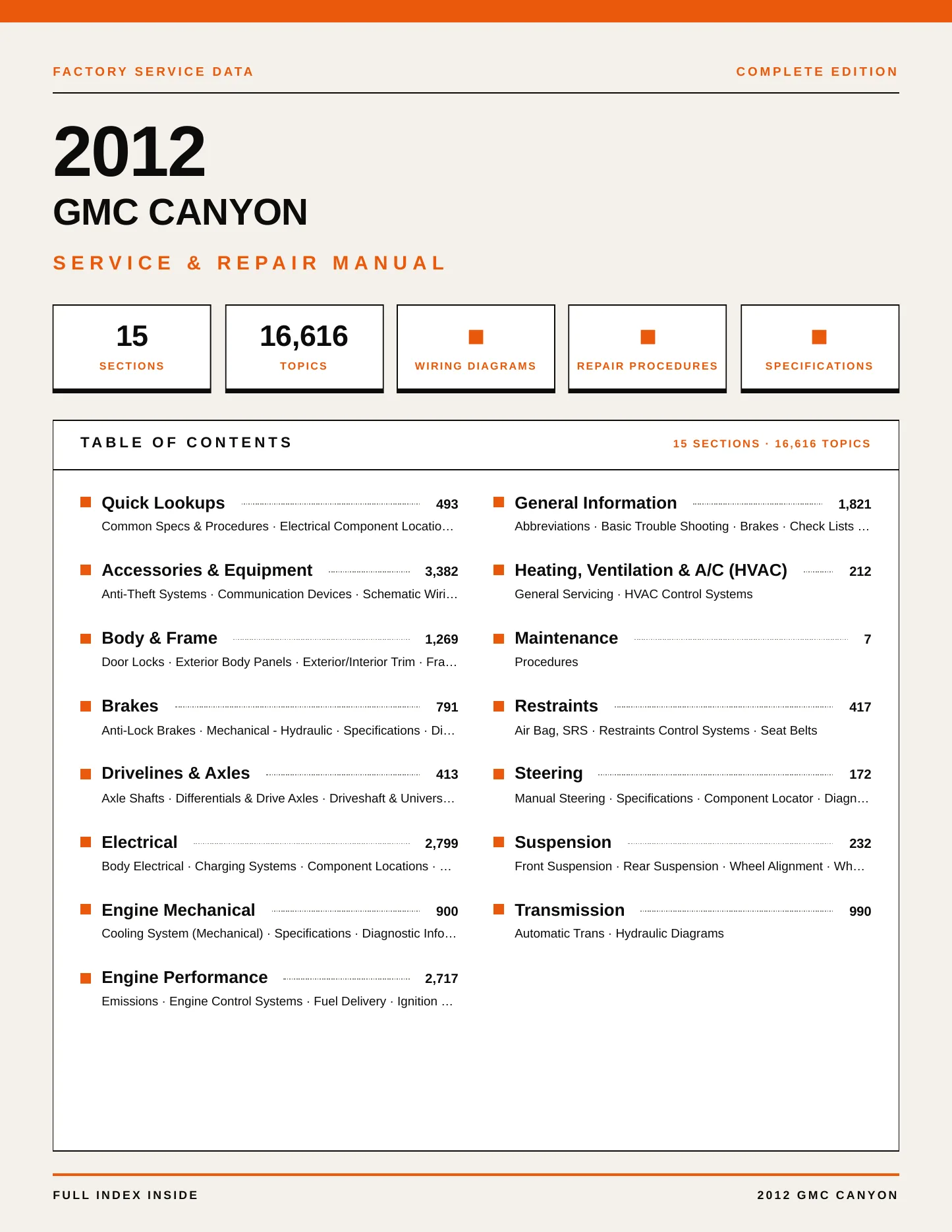 2012 GMC Canyon service manual page 1