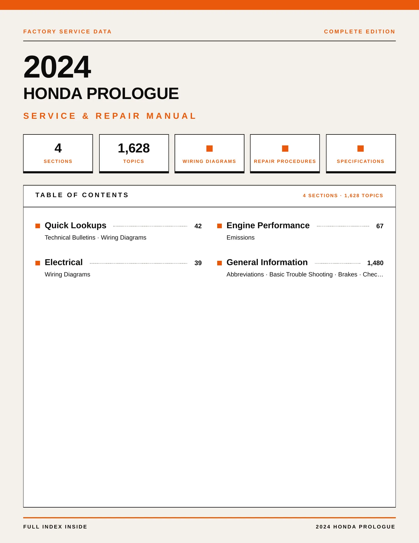 2024 Honda Prologue Service and Repair Manual preview page 1