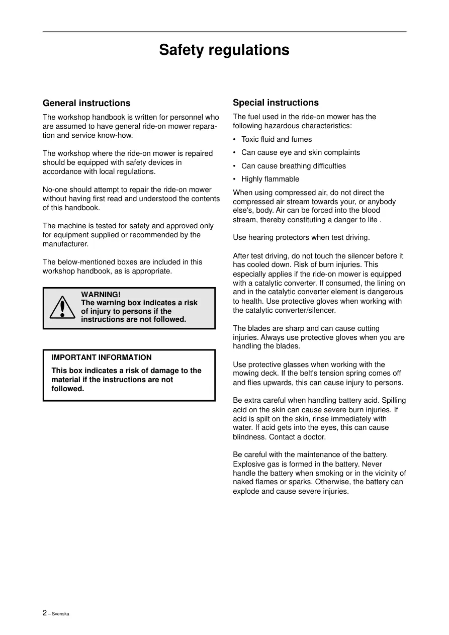 Husqvarna 2003-2004 Rider Proflex 21 Ride On Mower Service & Repair Manual preview page 3