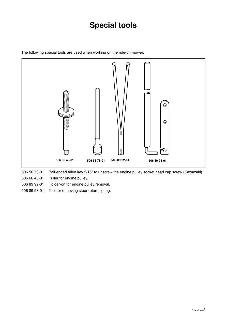 Husqvarna 2003-2004 Rider Proflex 21 Ride On Mower Service & Repair Manual preview page 4